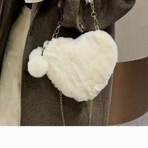 WHITE heart shaped bag